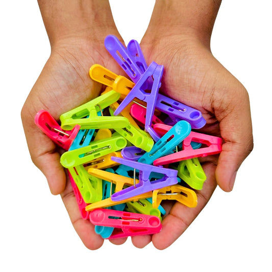 YW-908 (Pack of 50) Cloth Clips for Drying Clothes - Dress Clips - Multipurpose Clothes Pins - Clips for Clothes Drying, Hanging, and Organizing Rainbow Clip
