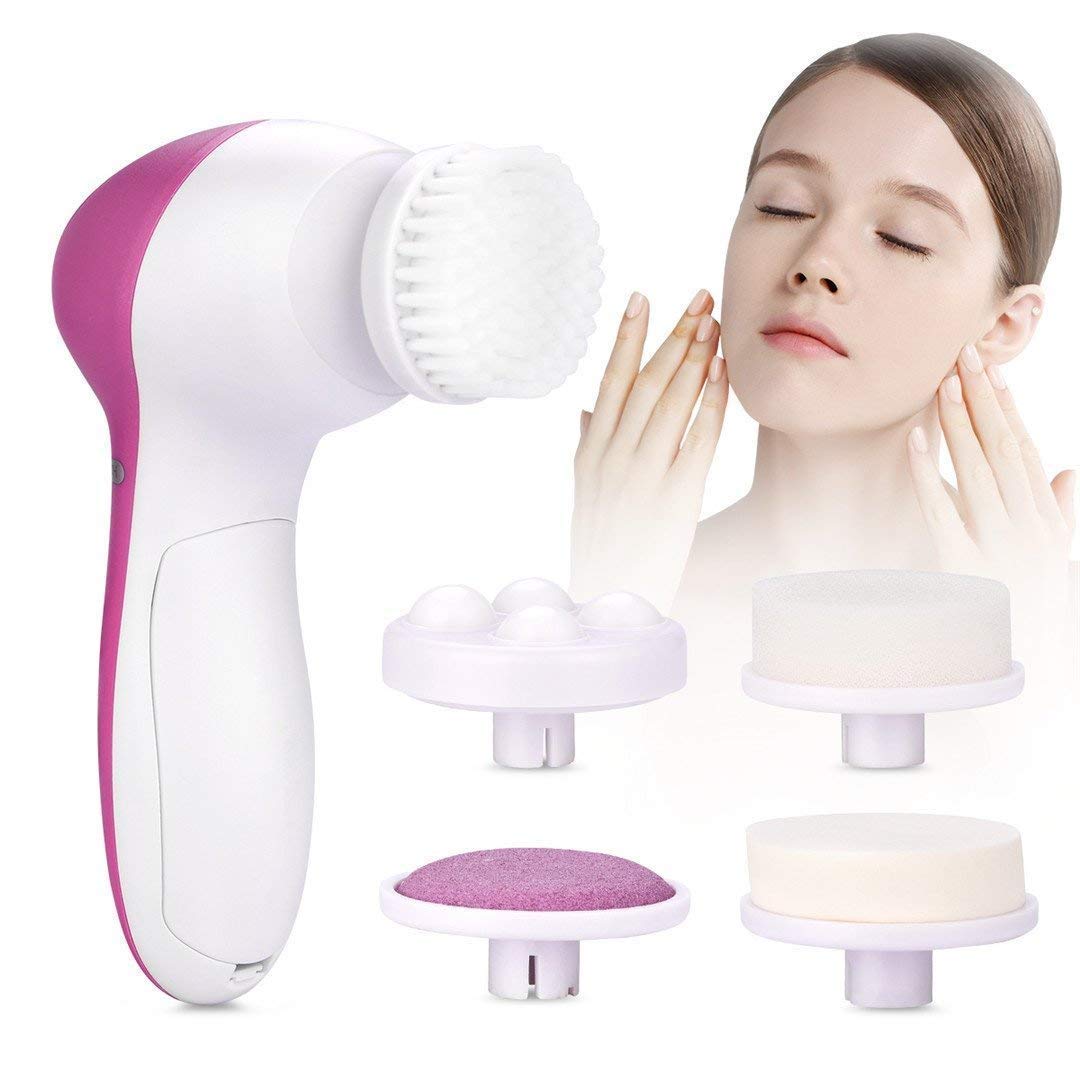 AE-8782 Inditradition Battery Powered 5-In-1 Smoothing Body Face Beauty Care Facial Massager, White