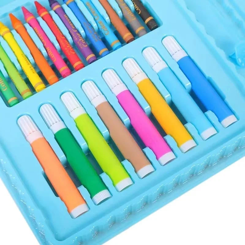 20054 68 pcs colour-set drawing-kit for kids cute stationery painting colors set box {Pink, Blue}