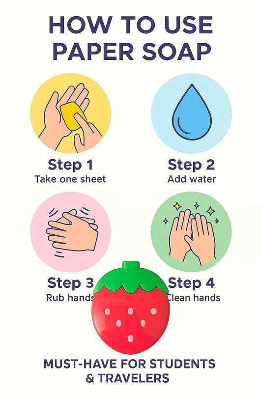 0517 Strawberry Paper Soap, Portable and Travel-Friendly Hand Wash, Paper Soap Sheets, Pocket-Friendly Travel Soap for Kids and Adults {Multicolour}