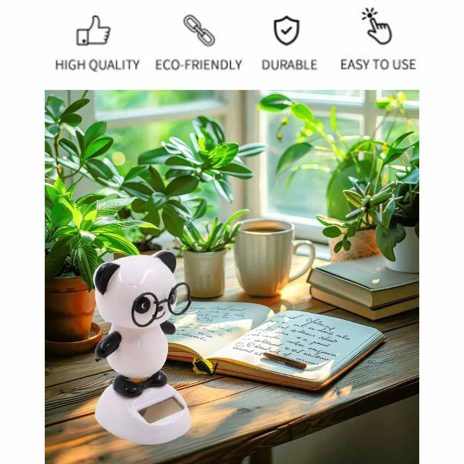 10274 Solar Powered Dancing White Panda Dolls Swinging Animated Sun Catcher Car Decor Portable Suncatchers Home Car Ornament Kids Toys Gifts (1 pcs)