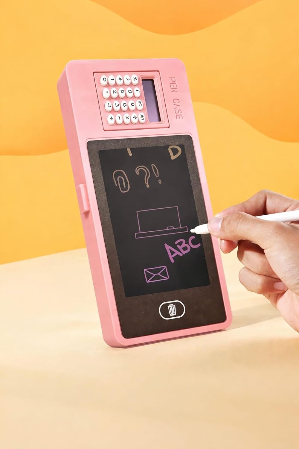 BB210 LCD Writing Tablet Pencil Box, Drawing Board Case with Erase Button, Magic Storage for Stationery, Random Colour (LCD Pencil Case with Calculator)