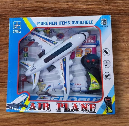 CR-98  A380 RC Airplane – 27MHz Radio Controlled Aircraft Toy for Kids | Realistic Blue Jet Model Plane with Remote Control