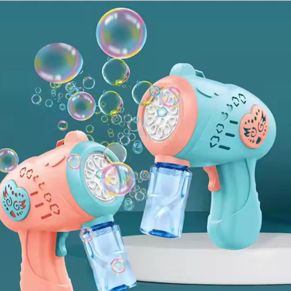 20566 Automatic Bubble Gun Machine Orange Bubble Shooter with Solution Safe, Leakproof, Battery-Powered (Battery Operated) | Outdoor and Indoor Party Toy | Ideal Gift for Boys and Girls