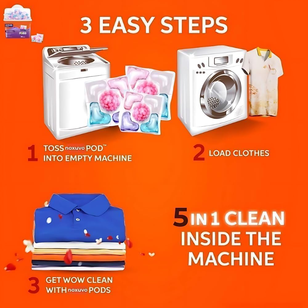 20736 {Pack of 12} 5-in-1 Dissolvable Magic Laundry Pods for 20 Washes | Tough Stain Fighter for Top & Front Load Machines | Floral Aroma | Eco-Friendly