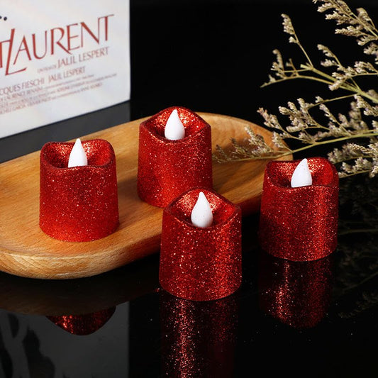 20899 LED flameless led Candle with Glitter Finish Attractive Colors Set of 24