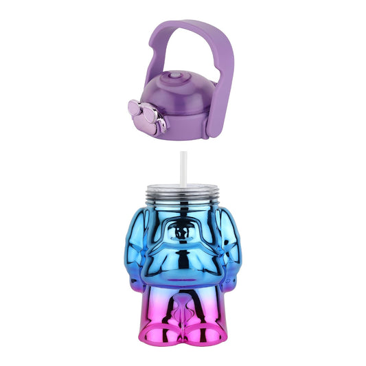 20709 Home Cloud Set of 2pc (1000 + 200ml) BPA-Free, Leak-Proof Robot Shape Water Bottles - The Ultimate Hydration Solution for Kid's, School, Gym, and Picnic Adventures {Random Color}