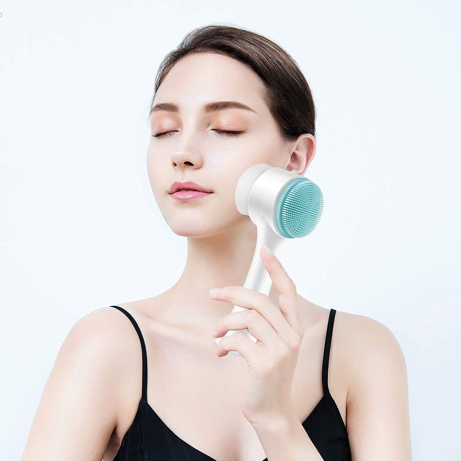 20552 Manual Facial Cleansing brush, 2-in-1 Skin Care face brush, silicone facial scrubber Manual Dual Face Wash Brush for Deep Pore Exfoliation Massaging
