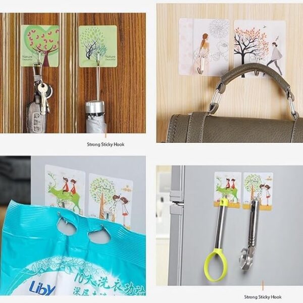 10533 Hook Design 12 PCS Cute Sticky/Adhesive Hooks, Water Proof, Decorative Wall Hook with Cartoon Designs, Hanger for Office, Home, Bedroom, Bathroom, or Kitchen