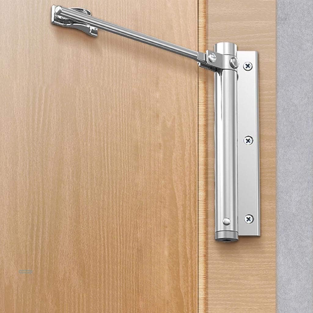 20735 Adjustable Automatic Door Closer for Home & Office, Spring Loaded Silent Door Closer with 4-Level Speed Control, Stainless Steel Auto Door Closer for Wooden