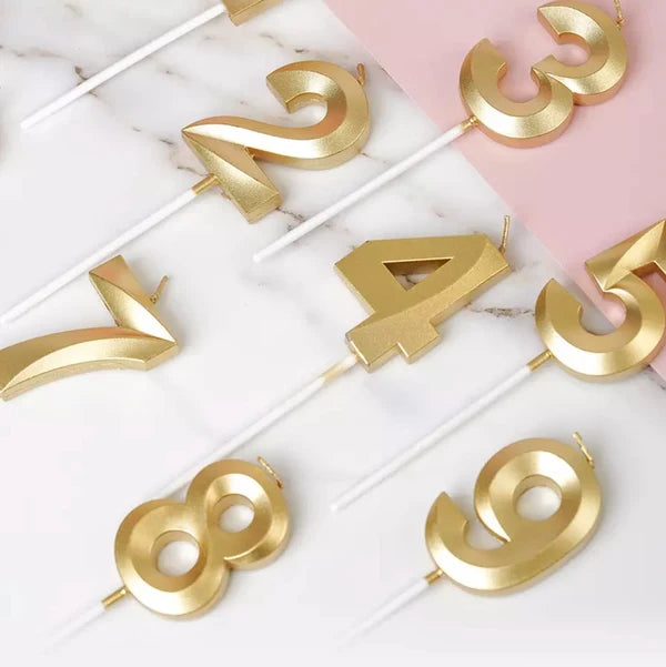 21146  {Pack of 12} Metallic Golden Colour Shiny Number 9 Candle Cake Topper, Birthday Candles