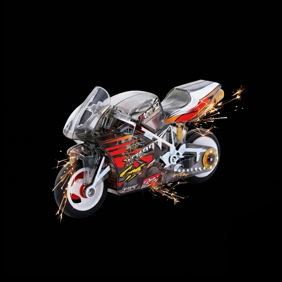 20526 Pull Back Friction Powered Spark Fire Bike Toy