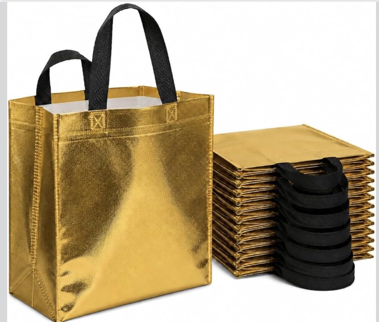 21361 JOURNEY JOY FABRIC GLOSSY GOLDEN MEDIUM BAGS FOR GIFTING, BIRTHDAY PARTIES, WEDDING, PARTIES