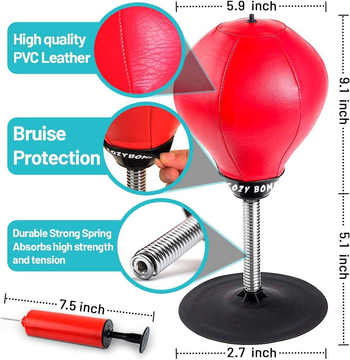XP-006 Stress Buster Desktop Punching Bag - Suctions to Your Desk, Raipoment Heavy Duty Stress Relief Ball, Funny Gifts for Boss or Coworker, Perfect for Kids and Adults,