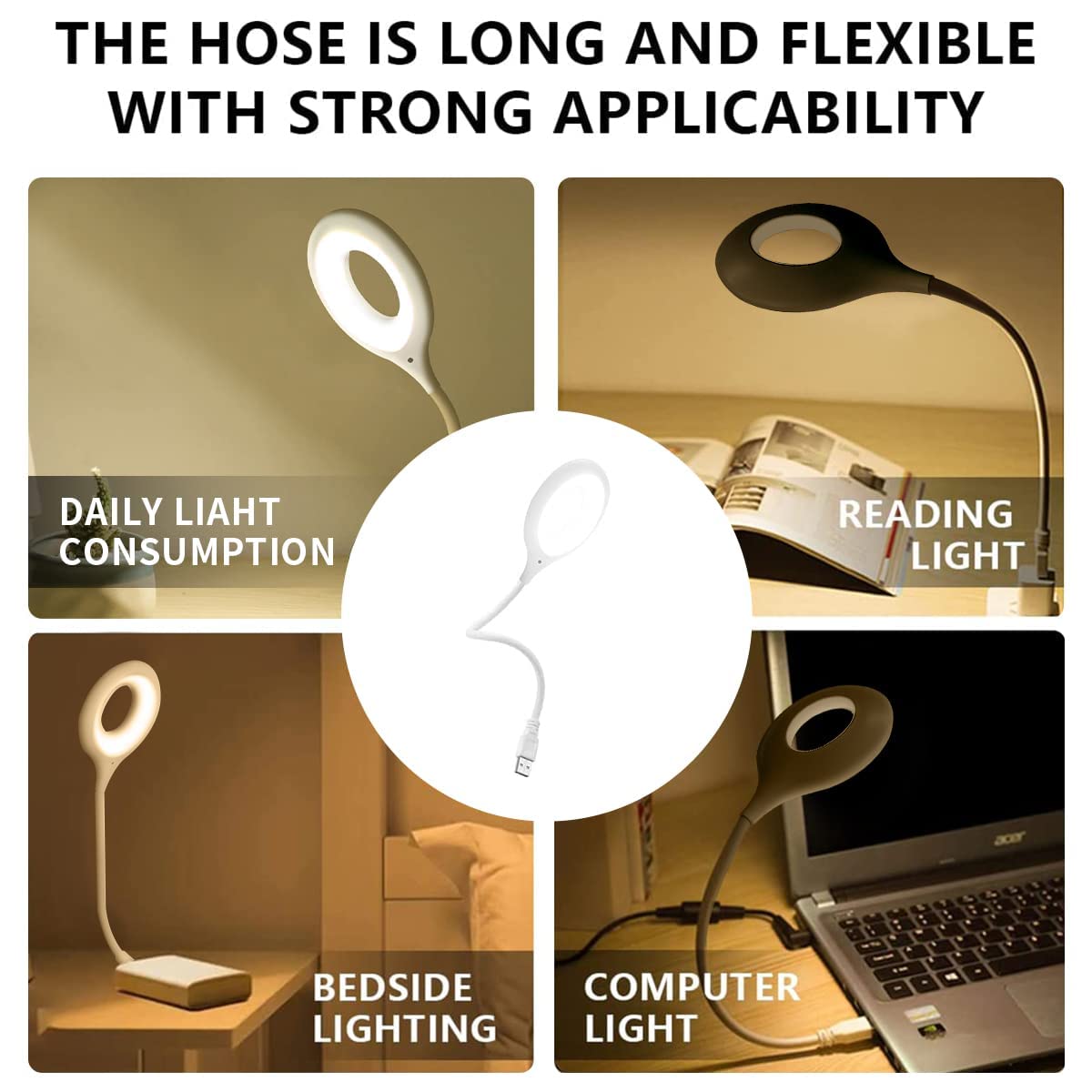 10339 Voice Control Light LED Desk Lamp with 24 LED Beads 2m Sound Control Distance 3 Brightness Levels Multi-Directional Curve LED Beads Smart Home USB Voice Reading Light