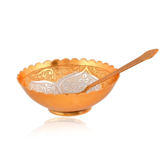 21356 Aluminum Floral Bowl Set with Spoon - 1 Bowl, 1 Spoon