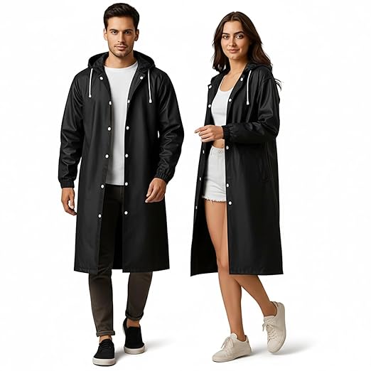 20872 Raincoat for Men Women  Waterproof EVA Rain Coat with Hood | Lightweight Reusable Foldable | Bike Scooty Riding Travel Monsoon | Full Length Poncho Rainwear {Random Color}