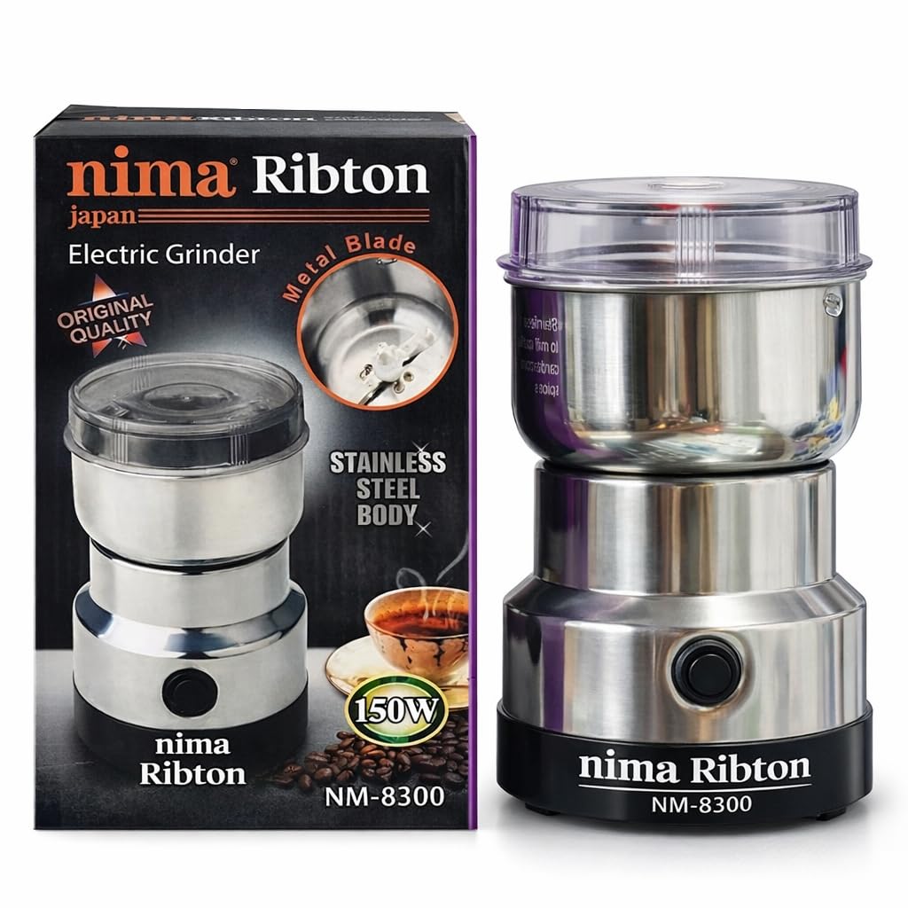 8300 Nima Stainless Steel Multifunctional Electric Grinder & Coffee Maker, Mini Spice and Masala Grinder for Coffee Beans, Nuts and Grains
