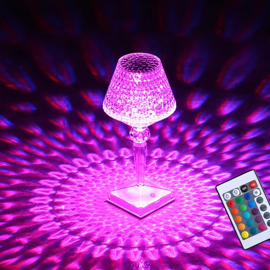 10793 16 Color Mode RGB Diamond Table lamp Touch Control Decorative Table Light with Remote Control Crystal Table Lamp for Bedroom LED Bedside Desk Lamp