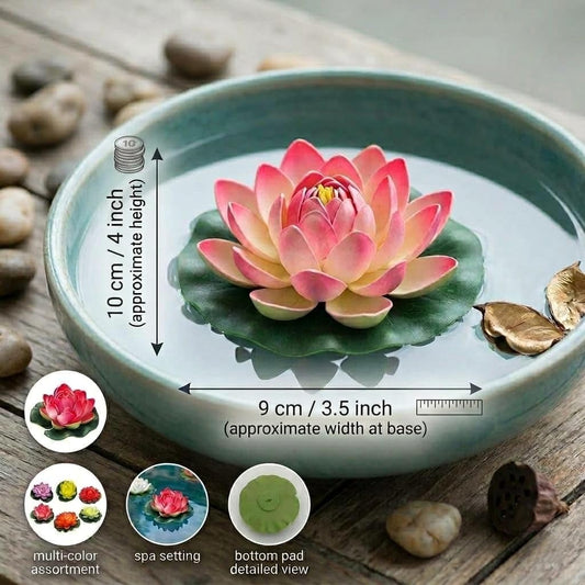 21355 12 Pcs Artificial Floating Lotus Flowers for Wedding Or Party Decoration Bowl, Floating Water Bowl Plants, Flora Living Room Diwali Festival, Pool, Home, Garden & Temple Decor