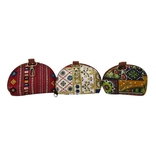 20535  Decorative Silk Clutch Curve Shaped Potli Bag with for Women with Zipper, Potli Bags Multi Colour