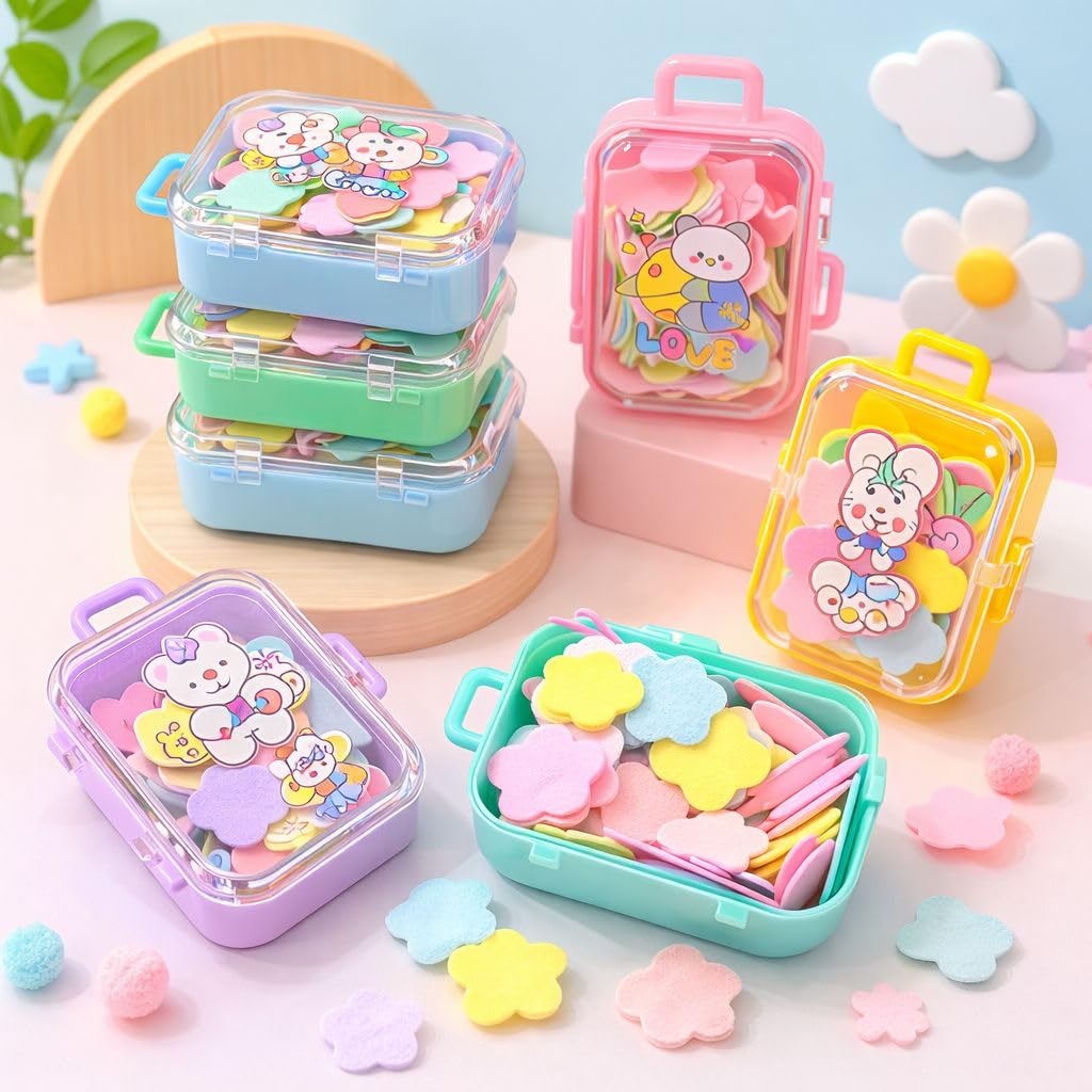 20508 Mini Travel Paper Soap  for Hand Wash | Portable Suitcase Soap Box with Flower Soap Flakes | Pocket Size Hand Wash Soap for Kids Travel School Outdoor Hygiene | Cute Party Return Gift