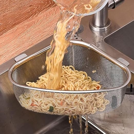 20302 Multifunctional Food Strainer Stainless Steel Sink Corner Strainer Basket for Kitchen Waste/Vegetable/Fruit