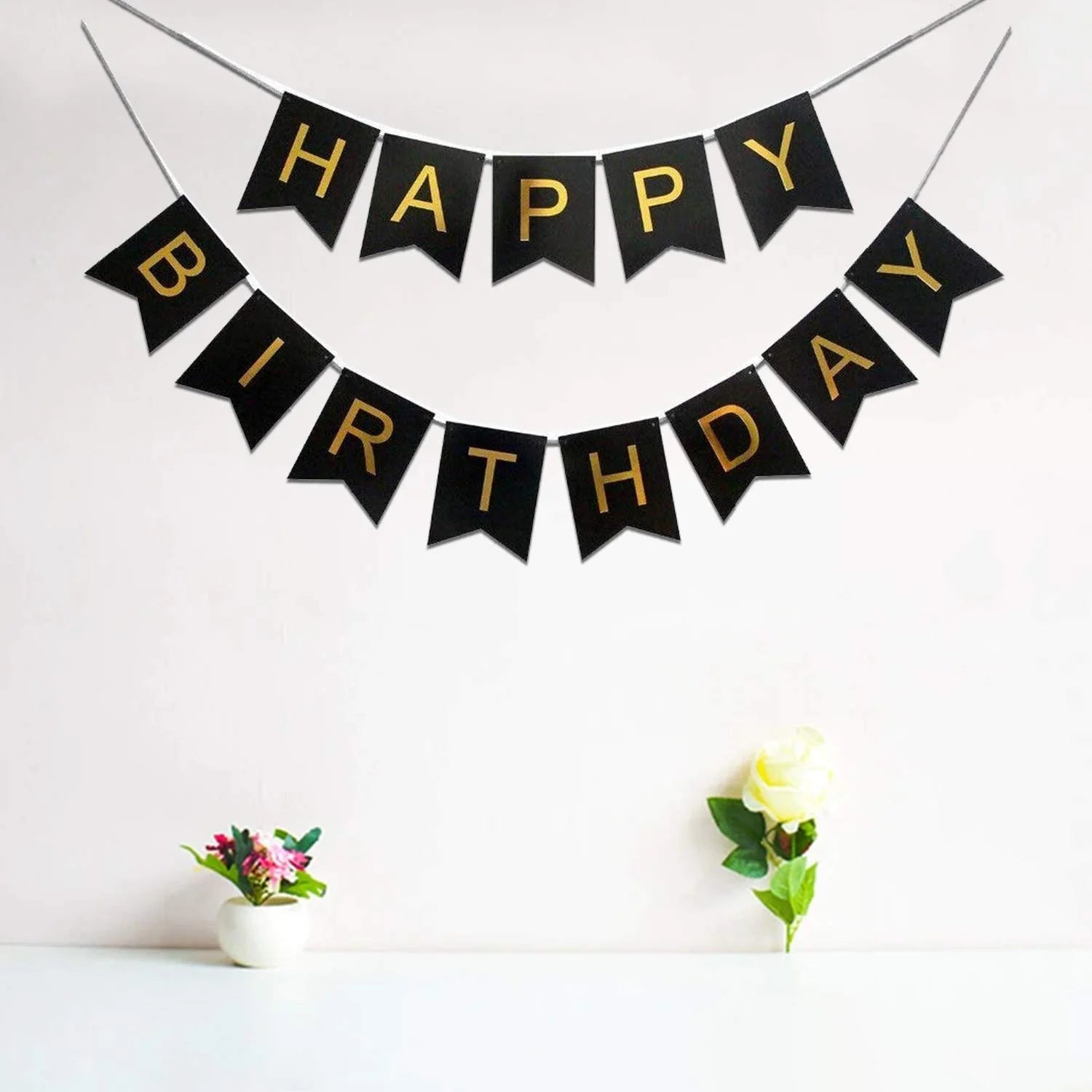 9051 Happy Birthday Paper Banner V cut, For Decoration random colour