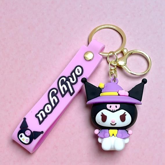 20579 Cute 3D Rubber PVC Cartoon Keychain With Strap Charm & Metal Hook | Cute Anime Inspired Bag Charm Collectible Gift