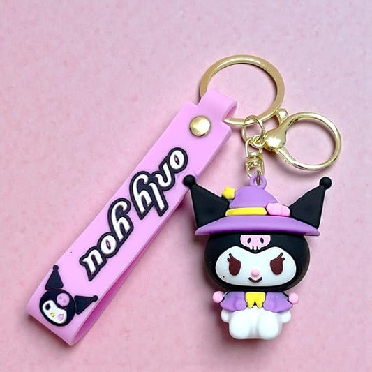 20579 Cute 3D Rubber PVC Cartoon Keychain With Strap Charm & Metal Hook | Cute Anime Inspired Bag Charm Collectible Gift