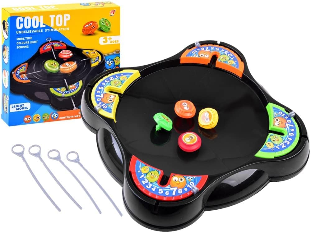 20355 Cool Top Spinning BlazeDisc Game Gyro Battle Toy On Classic Super Arena Disk for Kids, 2-4 Players with 4 Spinners & 4 Launchers (Black)