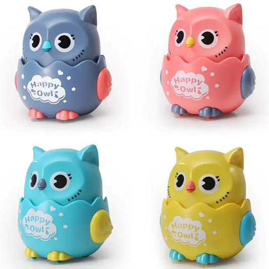 20325 Happy Owl Press and Go Owl Toys, Educational Crawling Toy for Kids Random Colours