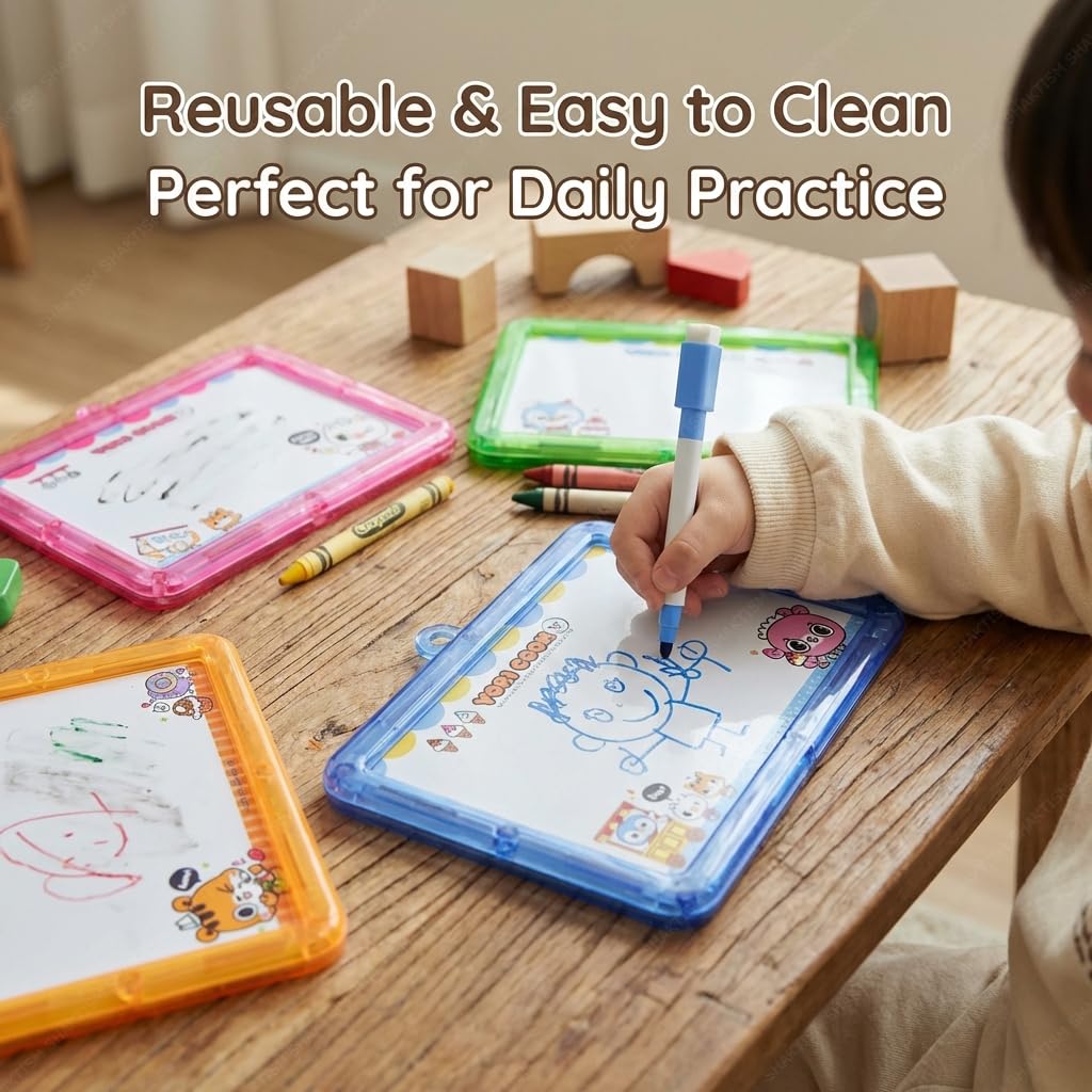 0018-A18 White Board Two in One Slate with Marker, Eraser, for Kids Creative Learning Board for Toddlers {Random Color}