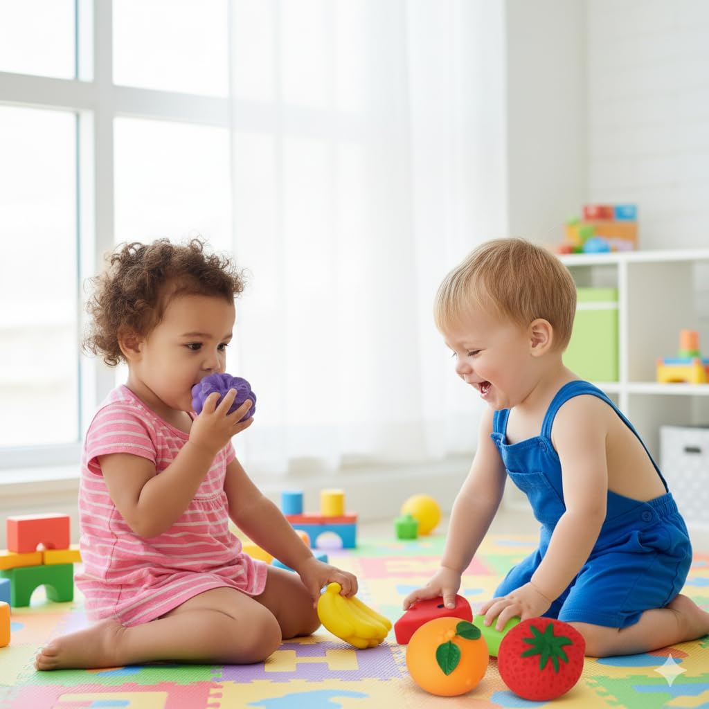SPV 067 Fruit Toys for Kids | Soft Squishy Sensory Food Toy Set for Babies 6–24 Months | Educational Fine Motor Skill Fruits & Vegetables Playset for Boys & Girls