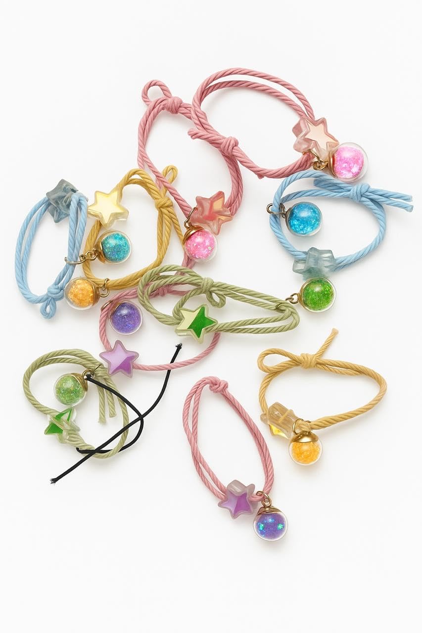 20832 {Pack of 12}  Korean-style Dream Planet Hope Bracelet for Sweet Girls, Fresh Small Hairband, Rubberband Dual-Purpose Couple Bracelet Scrunchie Hair Accessories