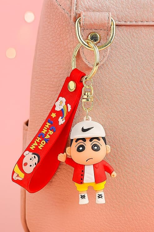 20393 Cute Anime Shinchan 3D Keychain with Premium Cartoon Strap Keyring for Kids & Teens random