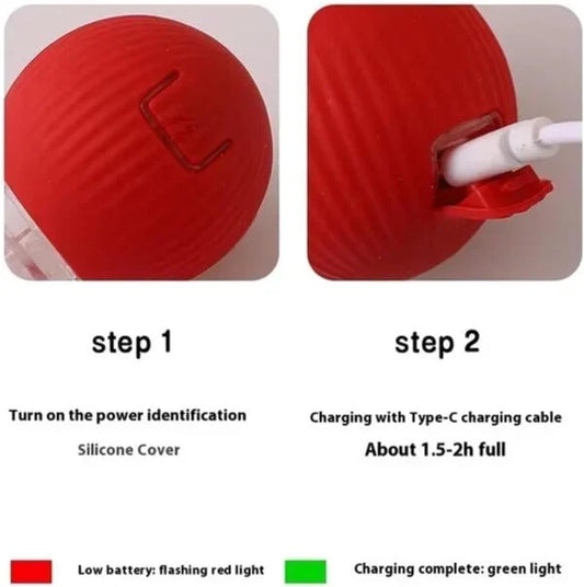 10877 Smart Rolling LED Pet Ball – USB Charging, Motion-Activated for Indoor Play, Fun for Kittens, Puppies & Small Dogs