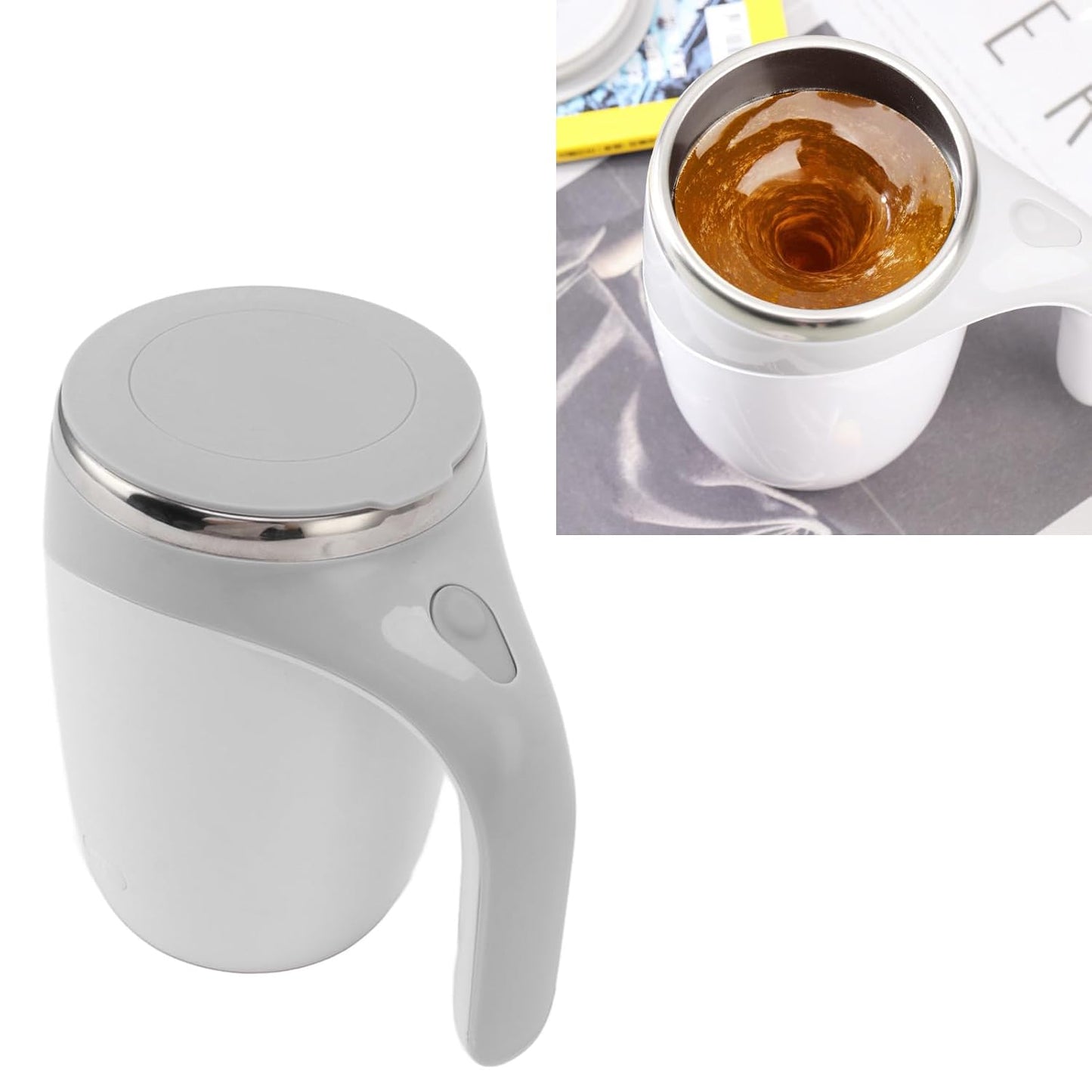 DTM-360 Automatic Magnetic Stirring Coffee Mug – Self Mixing Electric Cup for Coffee, Milk & Cocoa | Battery Operated Rotating Mug for Home, Office & Travel (380 ml)
