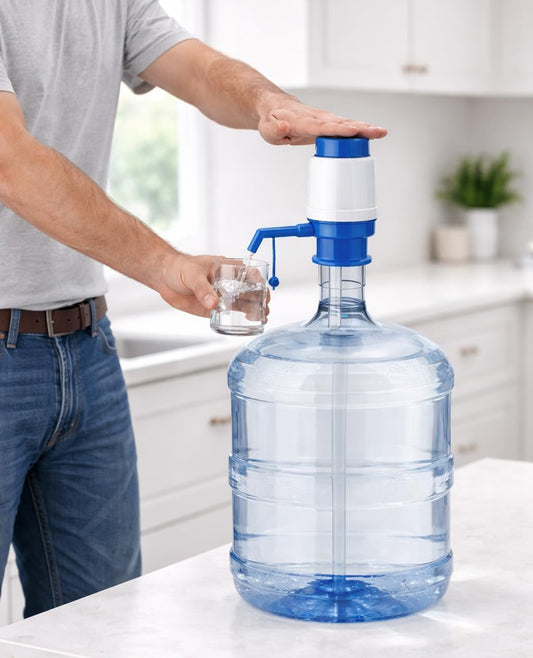 20715  Drinking Water Pump Dispenser for 20 to 25 Litre Bottles | Hand Press Plastic Water Can Pump for Home Office Camping | Easy Fit Vacuum Action Water Dispenser