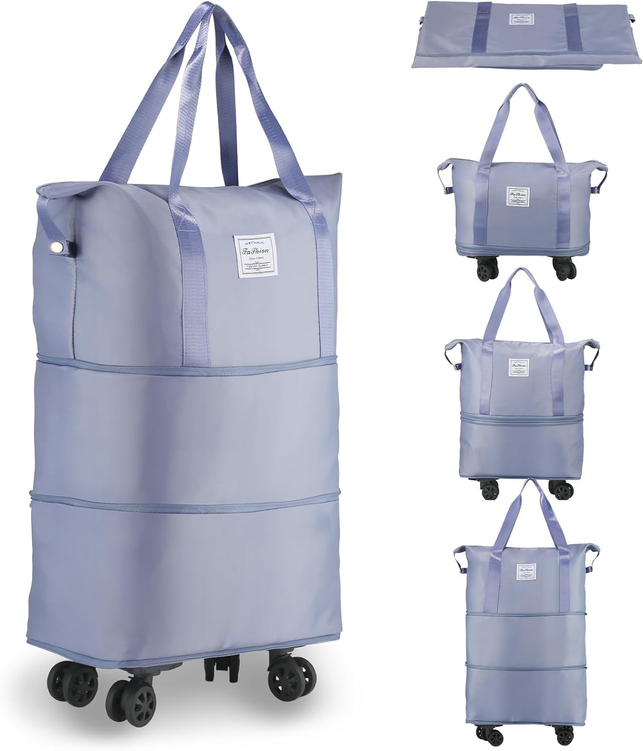 20311 Rolling Duffle With Wheels, Expandable Foldable for Travel, Luggage Carry on With Handle, Large Weekend Bag (Multicolor)