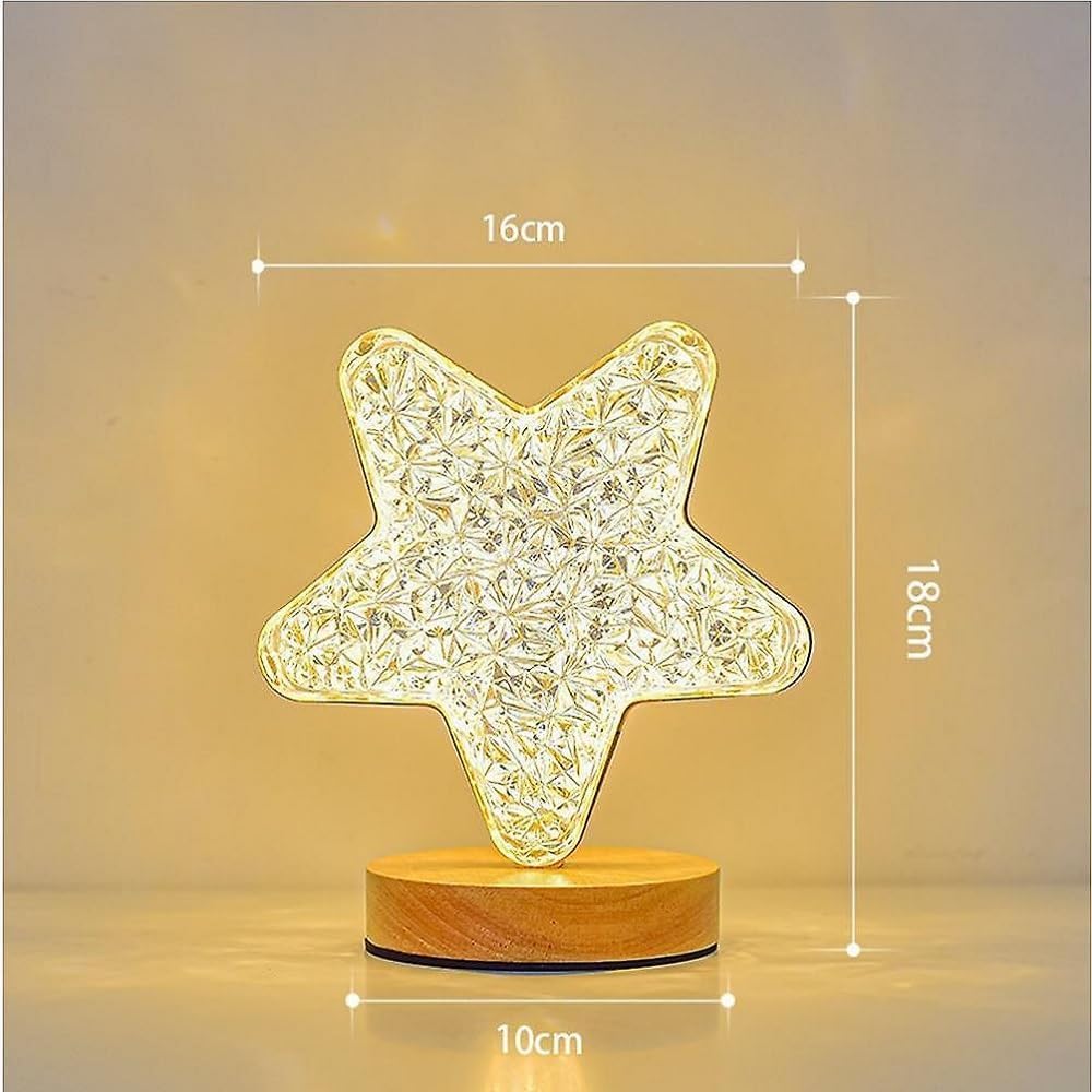 C-128 Crystal Heart / Star Shaped Decorative Light | LED Night Lamp for Bedroom, Living Room & Home Décor