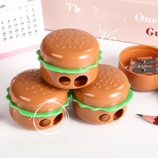 0098 Double Hole Fast Food Burger Pencil Sharpener for Kids, School Stationery