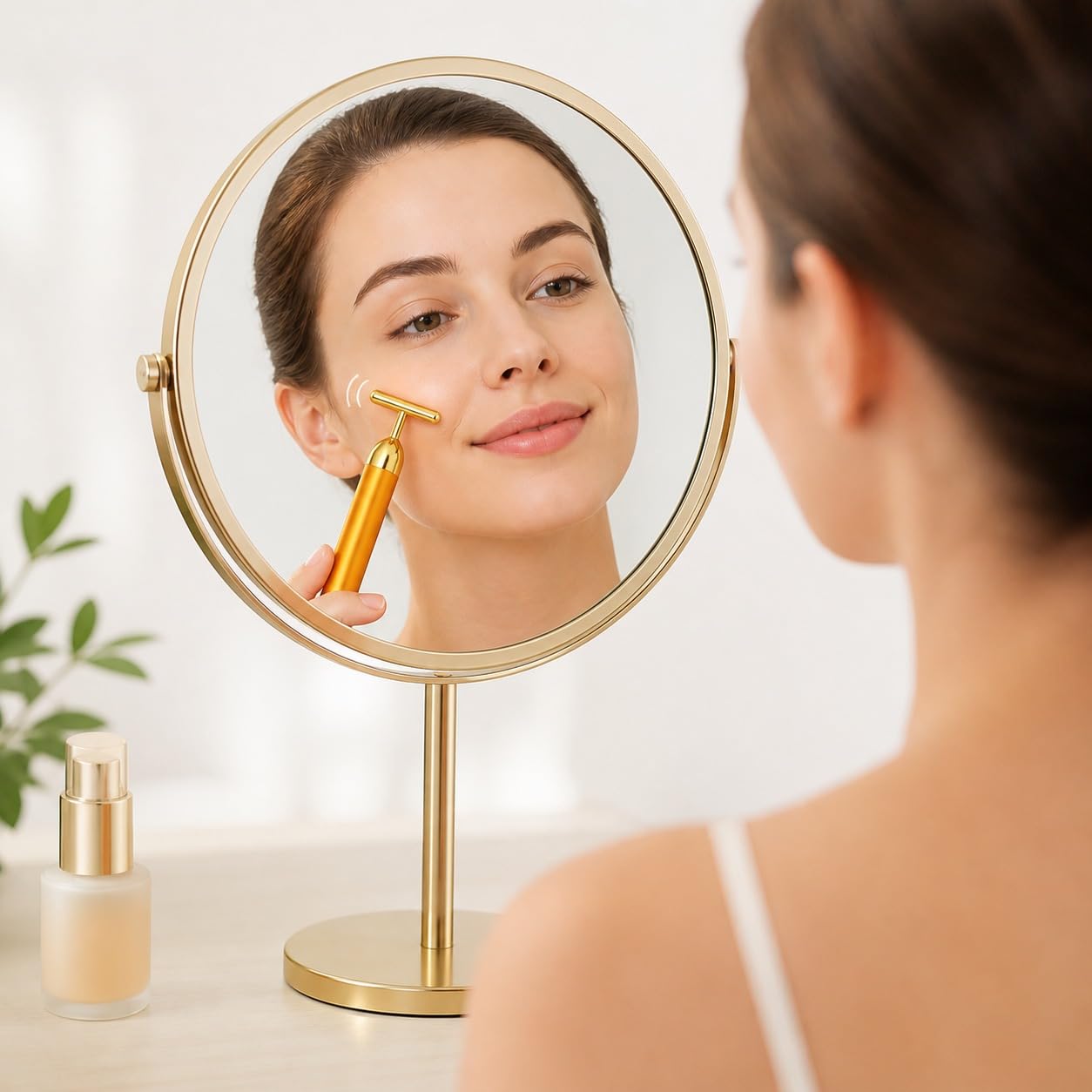 20623  24K Gold Energy Beauty Bar Electric Facial Massager Vibration Face Roller Skin Tightening Anti Aging Tool, Wrinkle Remover for Face Neck Jawline
