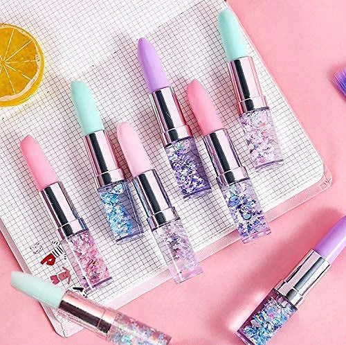 1945 Lipstick Shape Ink Blue Pen With Glitter/Sparkle For Children Gift Stationery Supplies Birthday Return Gifts. (Random Color)