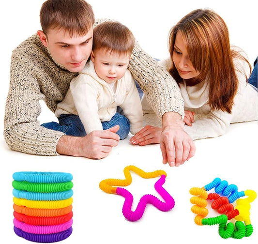 20466 {6 pcs} Pop Tube Toy Stretchy Bendable Pipe Toy Fidget Pop Toy Fidget Tube Toy Tube Sensory Toys(First Quality to Stretchy and soundy)
