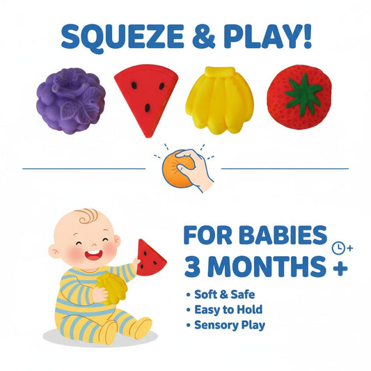 SPV 067 Fruit Toys for Kids | Soft Squishy Sensory Food Toy Set for Babies 6–24 Months | Educational Fine Motor Skill Fruits & Vegetables Playset for Boys & Girls