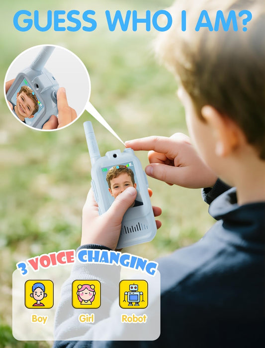 20379 Walkie Talkie for Kids with Video: Rechargeable Toddler Toys with HD Camera & Voice Changer, 2 Phones, Long Range Gift Toys for Boy & Girl