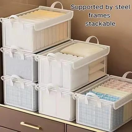 10884 Transparent Folding Cover Storage Bins – Waterproof, Multi-Purpose Clothes Organizer For Wardrobe & Home, Transparent and Durable Clothes Organizer