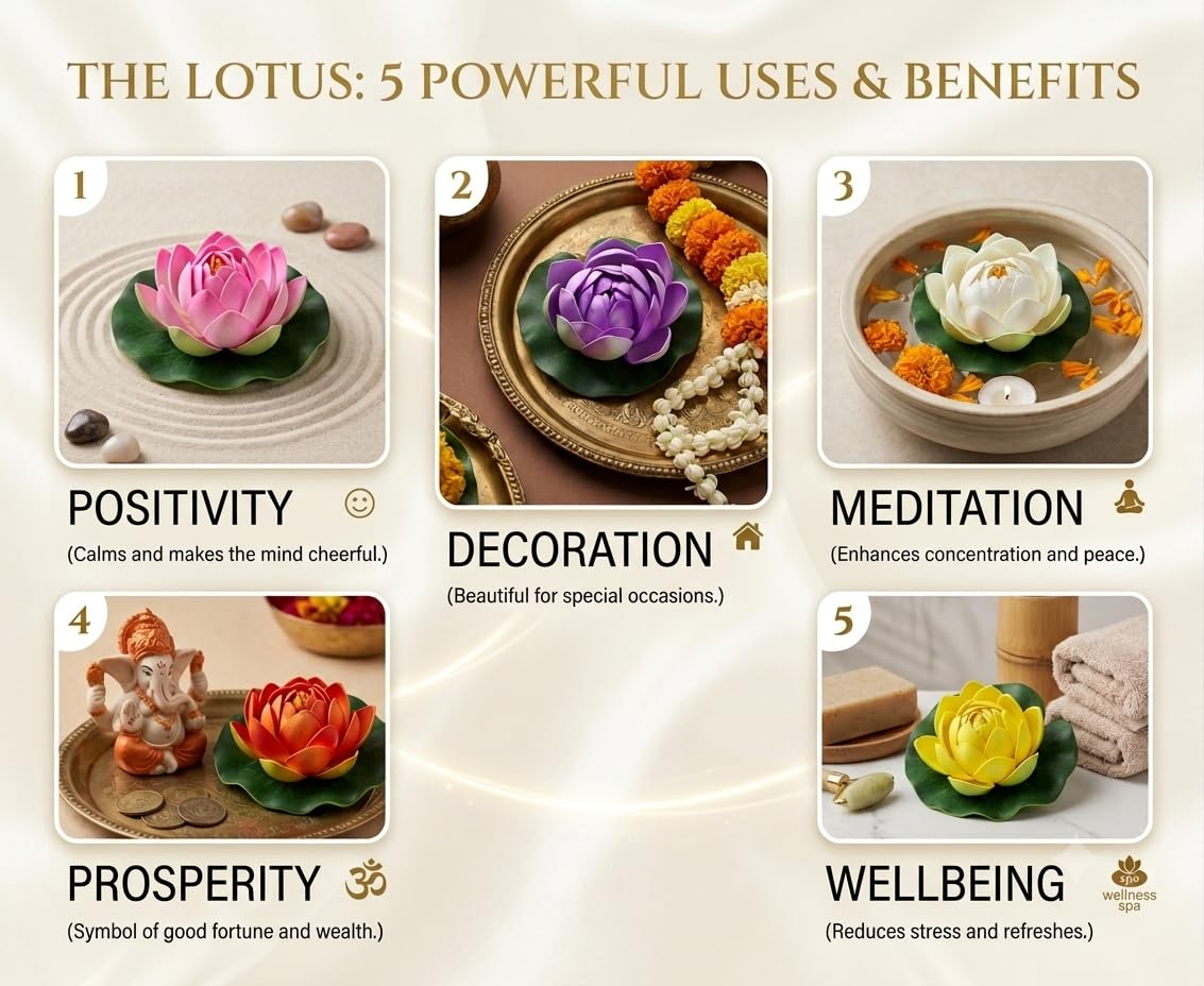 21355 12 Pcs Artificial Floating Lotus Flowers for Wedding Or Party Decoration Bowl, Floating Water Bowl Plants, Flora Living Room Diwali Festival, Pool, Home, Garden & Temple Decor