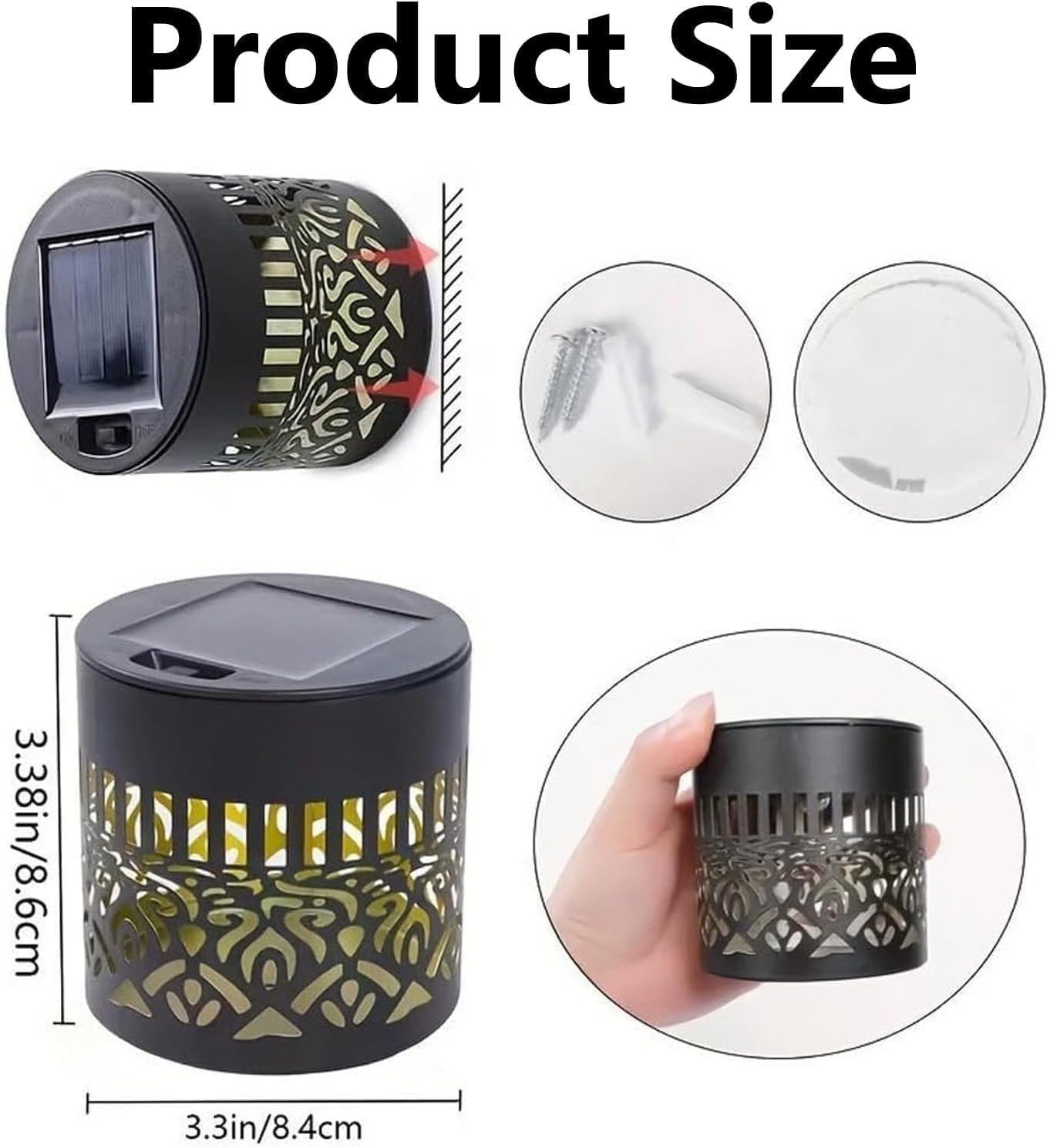 21180 Outdoor Solar Mandala Projector Light, 7-Color Changing Waterproof Metal Wall and Fence Light, Solar Powered Garden Decor for Patio, Backyard, Yard